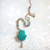 Turquoise Engraved Hamsa Necklace