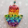 Big almond eye shape rainbow colorful ceramic hamsa