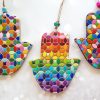 Set of 3: Big Almond Eye Shape Colorful Ceramic Hamsa set 2