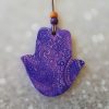 Purple Matte Paisley Engraved Hamsa